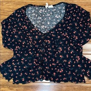 Crinkle-cut long sleeve top!!